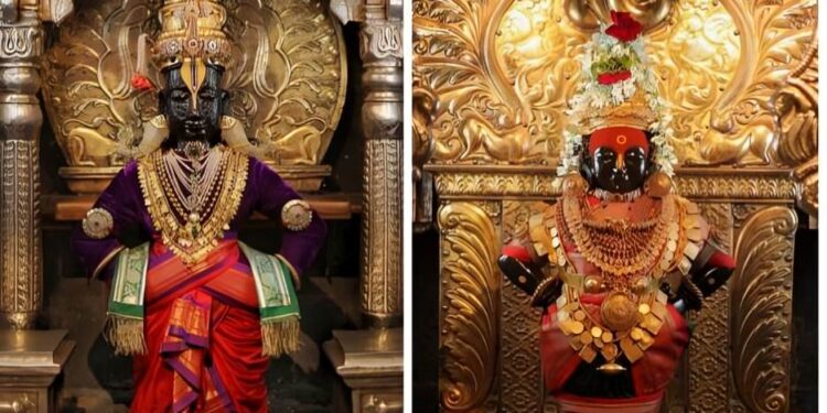 धनत्रयोदशीनिमित्त श्री विठ्ठल व रुक्मिणी मातेस अलंकार परिधान..