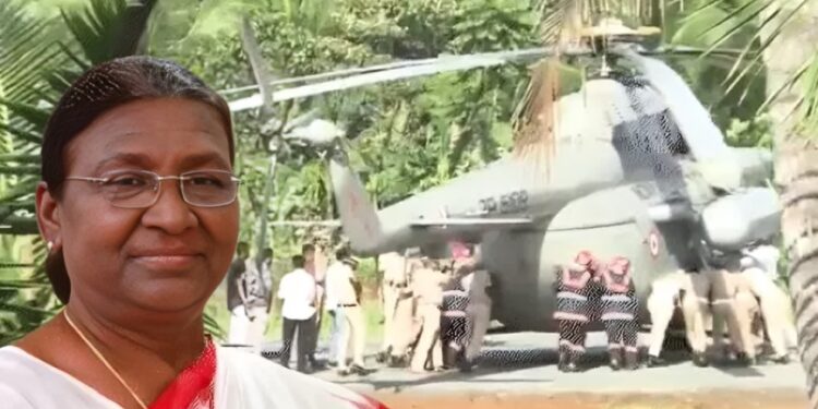 केरळमध्ये राष्ट्रपती मुर्मूंचे हेलिकॉप्टर खड्ड्यात अडकले