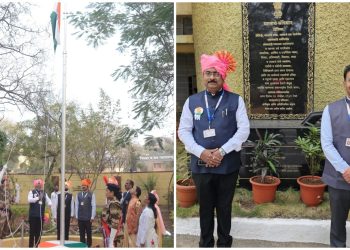 वैद्यकीय महाविद्यालयात अधिष्ठाता डॉ  जयकर यांच्या हस्ते ध्वजारोहण संपन्न..