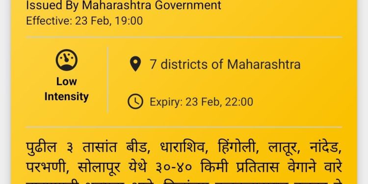 सोलापूर जिल्ह्यासह मराठवाड्यात  पुढील ३ तासांत पावसाचा कडक इशारा..!