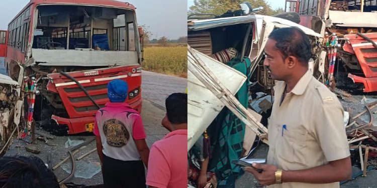 मंगळवेढा-पंढरपूर मार्गावर एसटी पिकअपचा भीषण अपघात, एकाचा मृत्यू; ६ विद्यार्थी जखमी