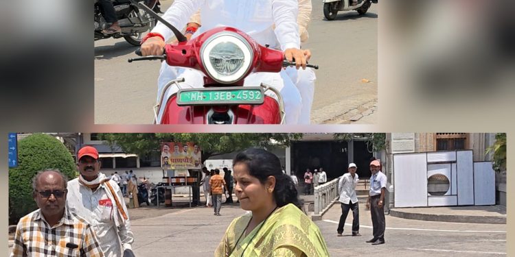 पर्यावरणपूरक संदेश देत महापौरसह उपमहापौर  ई-बाईकवरून महापालिकेत दाखल